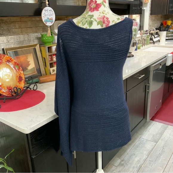 White House Black Market Asymmetric Drape One Shoulder Shimmer Sweater Top
XS - Picture 5 of 11